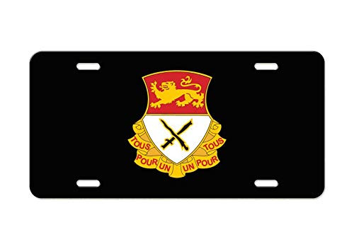 US Army Division - 15th Cavalry Regiment DUI - Black Aluminum License Plate