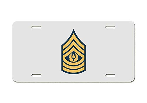 US Army Rank - Command Sergeant Major E-9 - White Aluminum License Plate