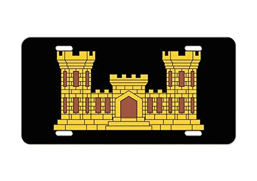 US Army Division - Engineers Corps Emblem - Black Aluminum License Plate
