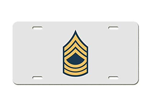 US Army Rank - Master Sergeant E-8 - White Aluminum License Plate