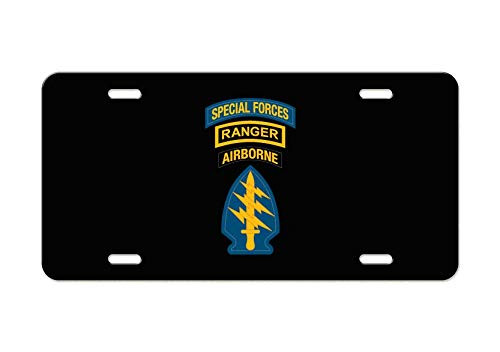 US Army Division - Special Forces Ranger Airborne - Black Aluminum License Plate
