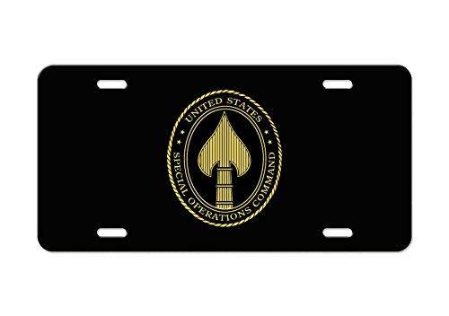 US Army Division - Special Operations Command - Black Aluminum License Plate