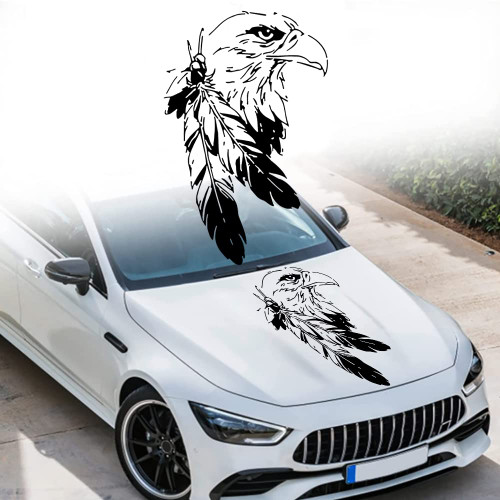 JSCARLIFE Eagle Car Hood Sticker, Self-Adhesive Vinyl Graphics Decals for Car/Truck, Universal Car Hood Body Side Rear Window Stickers