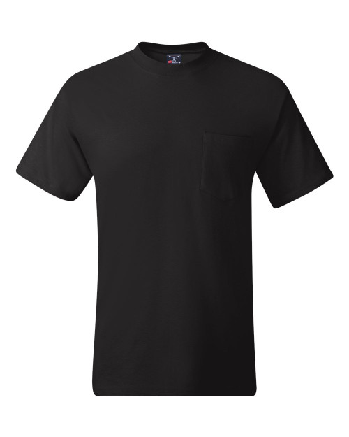 Hanes Beefy-T Adult Pocket T 2PK_Black_M