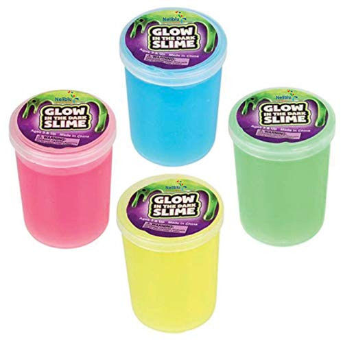 Neliblu Glow in The Dark Slime Putty Non Toxic Therapeutic and Fun Party Favors, Goodie Bag Fillers, Stocking Stuffers for Kids - Bulk Toys 1 Dozen Assorted Colors