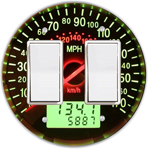 Rikki Knight RND-LSPROCKDBL-94 Electric Speedometer Round Double Rocker Light Switch Plate