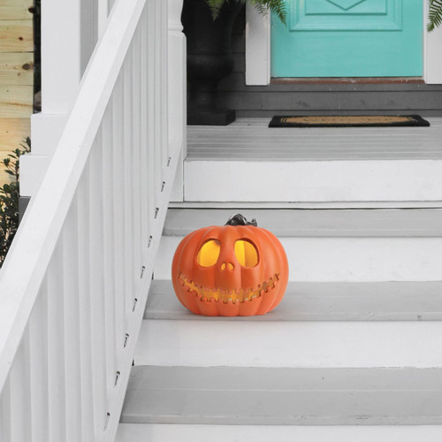 Halloween Pumpkin Lantern, Jack o Lanterns Light Up Pumpkin Decorations, Lighted Pumpkin with LED Bulb Indoor/Outdoor Pumpkin Decoration 9in Halloween Pumpkin Lantern, Jack o Lanterns Light Up Pumpkin Decorations, Lighted Pumpkin with LED Bulb Indoor/Outdoor Pumpkin Decoration 9in