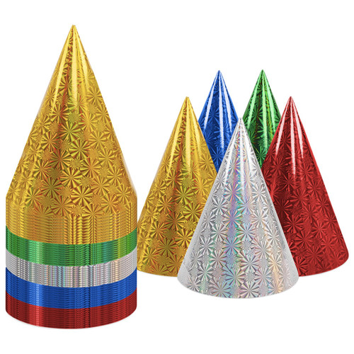 Birthday Party Hat Party Cone Hat,50 Pack Glitter Birthday Party Cone Hats Art Craft Caps Birthday Party Hats Party Hat for Kids Adults Pets (7.5 x 13.4 In)