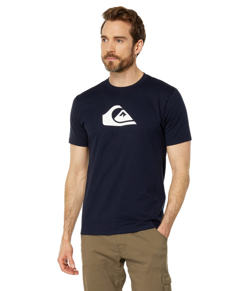 Quiksilver Mens Classic Fit Cotton Tees - Comp Logo (Navy Blazer, Large)