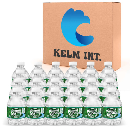 Kelm Int. Poland Spring 8 oz Mini Water Bottles - 24 Pack Mini Bottled Spring Water for On-the-Go and Home Office Use - BPA-Free and Recyclable