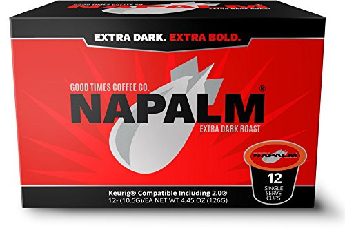 Napalm Coffee, EXTRA DARK ROAST, 100% Arabica, Single Serve Cups for Keurig K-Cup Brewers, 12 Count Napalm Coffee, EXTRA DARK ROAST, 100% Arabica, Single Serve Cups for Keurig K-Cup Brewers, 12 Count