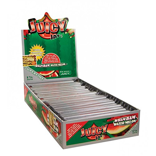 Juicy Jay's 1 1/4 Superfine Rolling Papers - Wham Bam Watermelon Flavored - 1 Pack with RPD Doobtube by Juicy Jay's