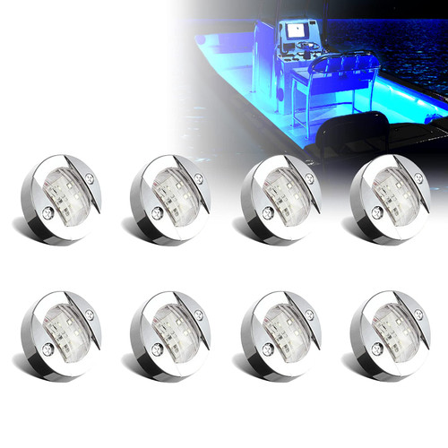 UCINNOVATE 8Pcs Marine Boat LED Lights, Boat Stern Light, Courtesy Lights, Boat Interior Lights, Boat Transom Light for Yacht, Fishing, Pontoon Boat, Sailboat, Kayak, 12V Waterproof (Blue)