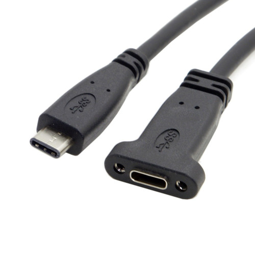 Cablecc USB-C USB 3.1 Type C Male to Female Extension Data Cable with Panel Mount Screw Hole