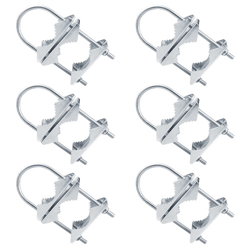 6 Set Double Antenna Mast Clamp , Fit 2 " and 1?"-2" Steel V Jaw Block with U Bolts Heavy Duty Anti-Rust Mast to Mast Mount Bracket Kit for TV,CB Ham Outside Home Antenna Double Pipe-Mounting