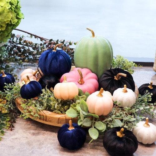 20 PCS Velvet Pumpkins for Fall Table Decor, Foam Artificial Pumpkins for Decorating, Fake Large and Mini Pumpkin Decorations for Home, Table Centerpieces, Autumn, Thanksgiving, Wedding, Halloween