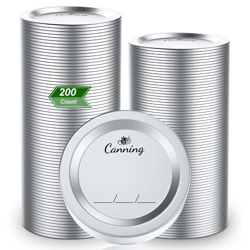 200pcs Regular Mouth Canning Lids, Canning Jar Lids for Ball, Kerr Jars, Split-Type Metal Mason Jar Lids for Canning, 100% Fit & Airtight 2.76" (70mm, Silver)