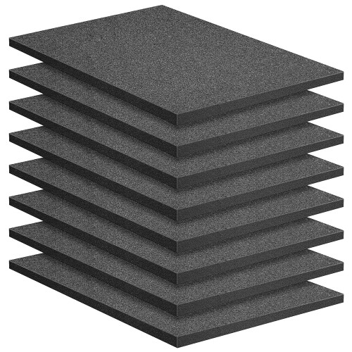 DECOHS 8 PCS Polyurethane Foam Sheet-16x12x1 Inch Cuttable Foam Inserts for Cases-Packing Foam Pads for Toolbox Camera Storage & Crafts, Black