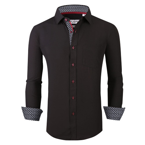 Alex Vando Mens Dress Shirt Wrinkle Free Regular Fit 4-Way Stretch Button Down Shirts,Black,XXL Alex Vando Mens Dress Shirt Wrinkle Free Regular Fit 4-Way Stretch Button Down Shirts,Black,XXL