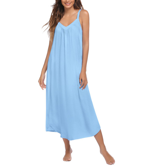 Ekouaer Womens, Sexy Nightgown Nightshirt, Sleeveless Sleepwear, V Neck, Sleep Dress, Clear Blue, X-Large Ekouaer Womens, Sexy Nightgown Nightshirt, Sleeveless Sleepwear, V Neck, Sleep Dress, Clear Blue, X-Large