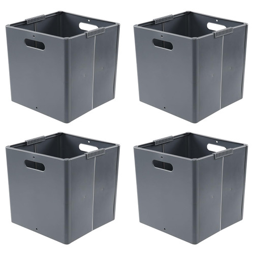 Sandmovie 20 Quart Gray Plastic Collapsible Storage Cubes, Foldable Cube Storage Bin, 4 Packs