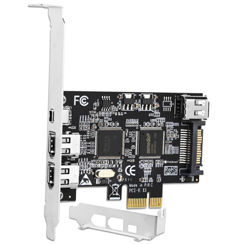 FebSmart 4 Ports PCIE Firewire 400 1394A Expansion Card, Texas Instruments TI TSB43AB23, Plug and Play on Windows and MAC Desktop PCs, 3X 6Pin and 1X 4Pin 1394A Ports, 400Mbps Max Speed (FS-FW400)