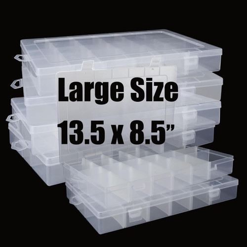 4Pack Large 24 Grids Plastic Organizer Box with Dividers - 24 Compartment Organizer, Clear Tackle Box Organizers and Craft Storage with Adjustable Removable Divider, Fishing Organizer Box for Art DIY 4Pack Large 24 Grids Plastic Organizer Box with Dividers - 24 Compartment Organizer, Clear Tackle Box Organizers and Craft Storage with Adjustable Removable Divider, Fishing Organizer Box for Art DIY