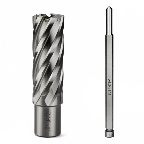 JESTUOUS Annular Cutter 3/4 Inch Weldon Shank 7/8 Cutting Diameter 2 Cutting Depth Slugger Bits HSS Kit for Magnetic Drill Press