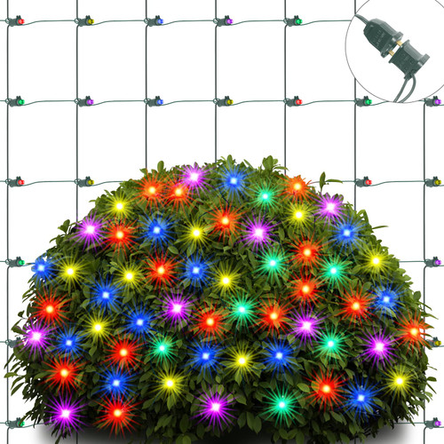 Subular Christmas Net Lights Outdoor 132 LED 5ftx5ft Christmas Decorations Lights,120V UL Certified Connectable Waterproof Mesh Lights for Xmas Trees, Bushes, Outdoor, Indoor Decor (Multicolor)