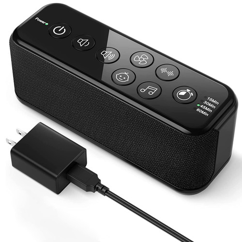 White Noise Machine for Adults, Rechargeable Sound Machine for Sleeping with Headphone Jack with Lullabies & Fan Sounds, Auto-Off Timer, Adjustable Volume, Noise Cancelling Machine for Office Privacy