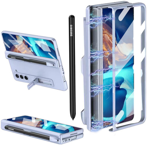 Galaxy Z Fold 5 Case with Pen Holder, for Samsung Fold 5 Case with Screen Protector & Hinge Protection & Stand, 360 Full Protection Shockproof Protective Case for Samsung Galaxy Z Fold 5 5g-Blue