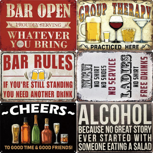 Arpilul Bar Signs for Home Bar Decor-Man Cave Signs, Funny Vintage Metal Tin Signs for Home Bar Pub Garage, Retro Tin Signs for Home Bar Wall Decor (TP-2306, 8x12 Inch 6Pieces) Arpilul Bar Signs for Home Bar Decor-Man Cave Signs, Funny Vintage Metal Tin Signs for Home Bar Pub Garage, Retro Tin Signs for Home Bar Wall Decor (TP-2306, 8x12 Inch 6Pieces)