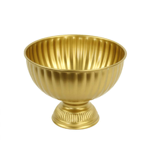 Koyal Wholesale Gold Metal Pedestal Bowl 8 x 7.5-Inch Floral Compote Vase, For Wedding Centerpiece