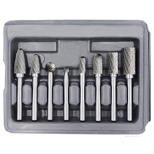 Carbide Burr Set, Die Grinder Bits 1/4 Inch Shank, 8pcs Double Cut Solid Carbide Rotary Burr Set for Die Grinder Drill, Metal Wood Carving, Engraving, Polishing, Drilling Carbide Burr Set, Die Grinder Bits 1/4 Inch Shank, 8pcs Double Cut Solid Carbide Rotary Burr Set for Die Grinder Drill, Metal Wood Carving, Engraving, Polishing, Drilling