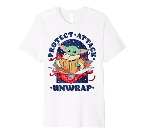 Star Wars The Mandalorian Christmas Protect Attack Unwrap Premium T-Shirt