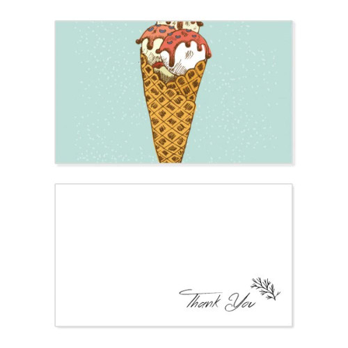 Red White Egg Cones Ice Cream Ball Thank You Card Birthday Paper Greeting Wedding Appreciation Red White Egg Cones Ice Cream Ball Thank You Card Birthday Paper Greeting Wedding Appreciation