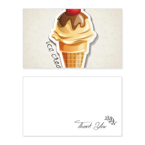 Strawberry Chocolate Sweet Ice Cream Cone Thank You Card Birthday Paper Greeting Wedding Appreciation Strawberry Chocolate Sweet Ice Cream Cone Thank You Card Birthday Paper Greeting Wedding Appreciation