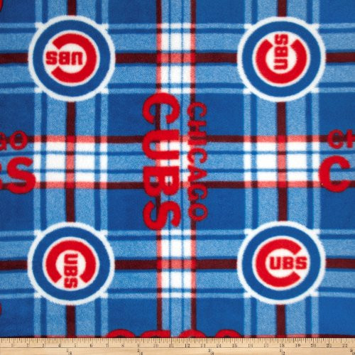 Fabric Traditions 0315242 MLB Fleece Chicago Cubs Plaid Red/Blue Fabric by The Yard