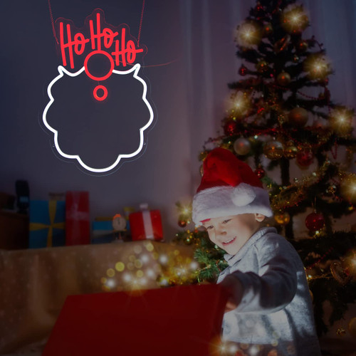 Merry Christmas Neon Wall Sign Ho Ho Ho Neon Signs Santa Claus LED Sign Father Frost neon light Christmas Stocking Neon Light Christmas Gifts, Christmas Decor for your home (ho ho ho)