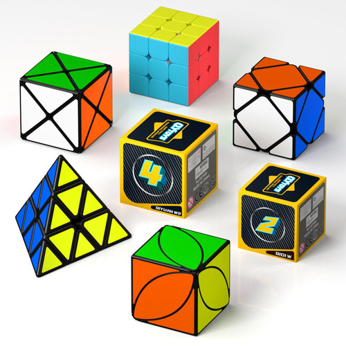Vdealen Speed Cube Set, Magic Cube Pack of 2x2 3x3 4x4 Pyramid Skewb Ivy Dino Puzzle Cube Bundle, Christmas Birthday Party Toy Gifts for Kids Teens Adults (8 Pack)