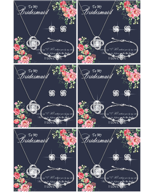 Yinkin 6 Bridesmaid Jewelry Sets for Wedding Will You Be My Bridesmaid Necklace Earrings Bracelet with Card Bridesmaid Proposal Gift (Classic) Yinkin 6 Bridesmaid Jewelry Sets for Wedding Will You Be My Bridesmaid Necklace Earrings Bracelet with Card Bridesmaid Proposal Gift (Classic)