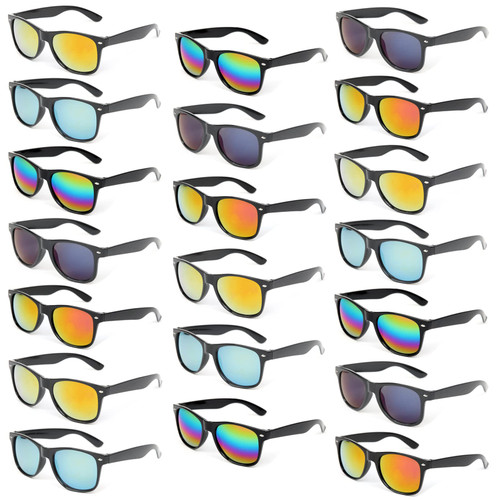 YQVIE 20 Pack Wholesale Mirrored Sunglasses for Men Women in Bulk 70s Retro Cheap Glasses for Party Supplies