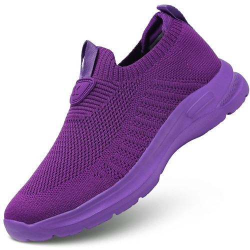 Hetohec Womens Walking Shoes Lightweight Breathe Mesh Running Shoes Slip On Fashion Tennis Sneakers Workout Calzado para Mujer Purple