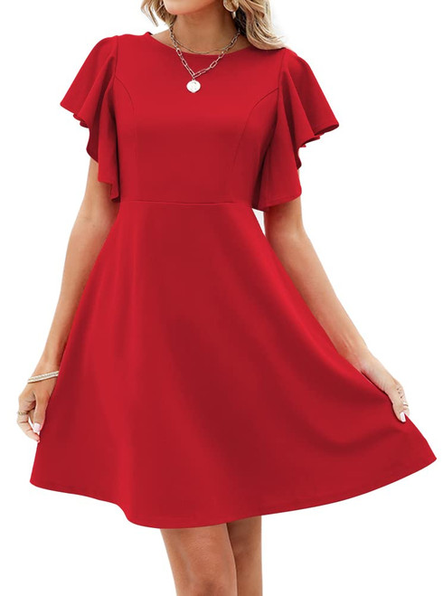 oten Women's Casual Summer A Line Swing Dresses Short Sleeve Ruffle High Waist Flowy Short Mini Party Dress with Pockets Red Medium oten Women's Casual Summer A Line Swing Dresses Short Sleeve Ruffle High Waist Flowy Short Mini Party Dress with Pockets Red Medium