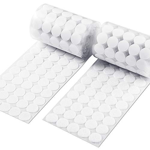 Heze 1000 pcs (500 Pair Sets) 20mm Diameter Sticky Back Coins Hook & Loop Self Adhesive Dots Tapes (White, 1000pcs)