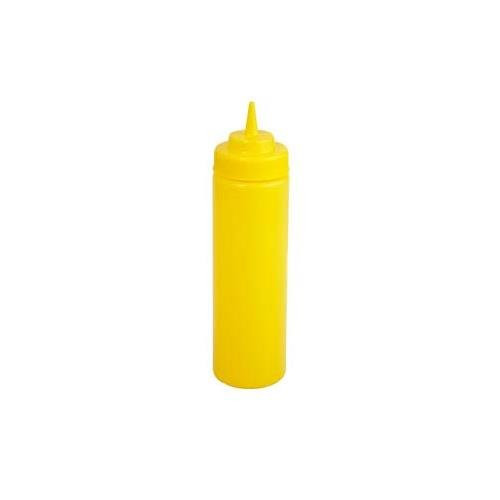 Winco PSW-24Y 24-Oz Plastic Squeeze Bottle, Wide Mouth, Yellow - Mustard Squeeze Bottles-PSW-24Y