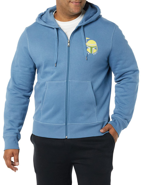 Amazon Essentials Disney | Marvel | Star Wars Men's Fleece Full-Zip Hoodie Sweatshirts (Available in Big & Tall), Star Wars Boba Fett, Large