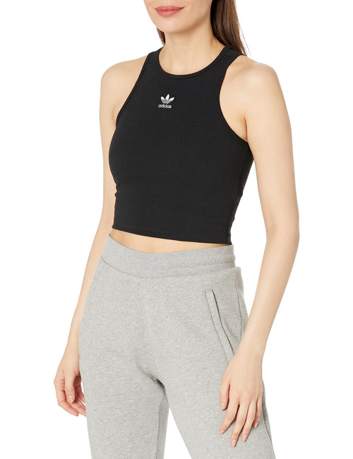 adidas Originals Women's Essentials Ribbed Tank Top, Black, X-Large adidas Originals Women's Essentials Ribbed Tank Top, Black, X-Large