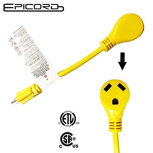 Epicord RV Power Cord Dogbone RV Power Adapter with Handle 12" 12AWG/3 Cord (15M30F)