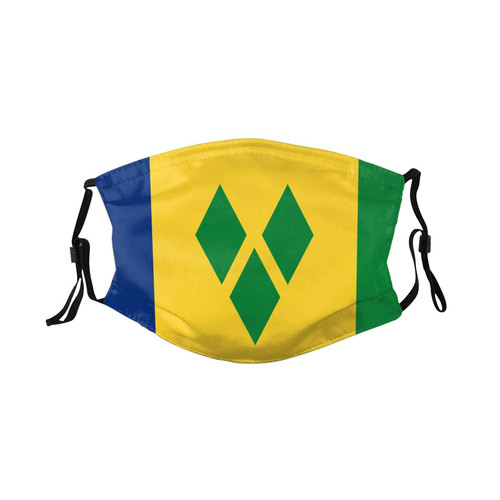 Flag of Saint Vincent and The Grenadines Face Mask Man Womans Masks with Filter Pocket Washable Reusable Mask